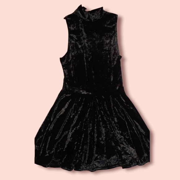 (L) Black Velvet Revampt ladies dress with skort underneath - Picture 1 of 3